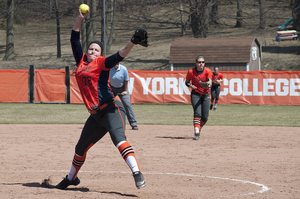 Orange pitcher AnnaMarie Gatti retired the first seven hitters she faced, but faltered in the fourth inning, allowing three runs as Syracuse fell to Louisville, 6-2.