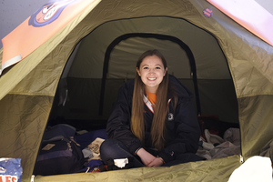Katelyn Caza was one of the first in line to camp out for the Duke game last week. She is on the executive board for Otto's Army.